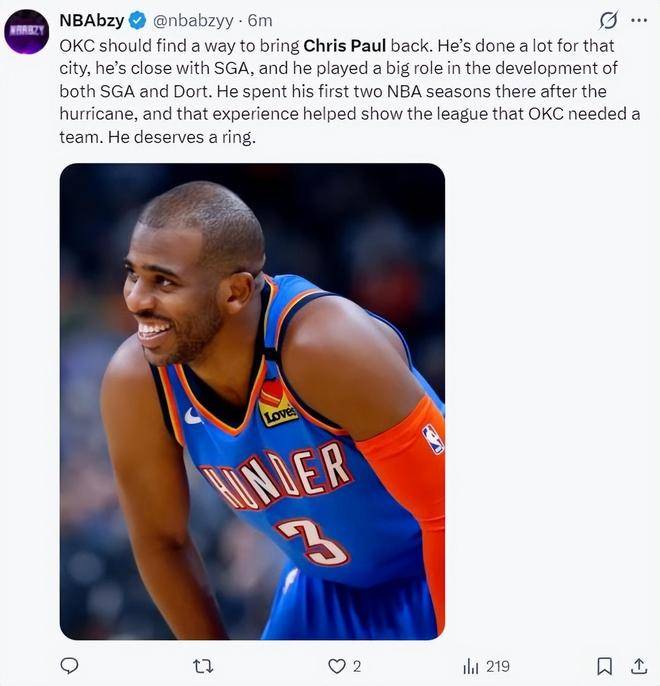 雷霆擒下爵士，保罗分次助攻领跑全场